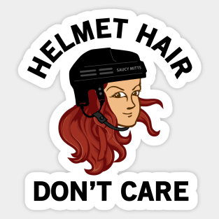 Hockey Helmet Hair Don't Care Red Head Sticker